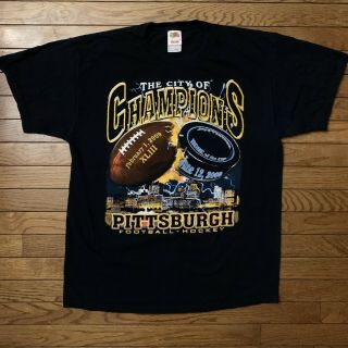 Pittsburgh Steelers Penguins T - Shirt Men’s Large City Of Champions 2009