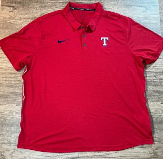 Mlb Baseball Texas Rangers Nike Dri Fit Polo Shirt Men’s Size Xx - Large 2xl Red
