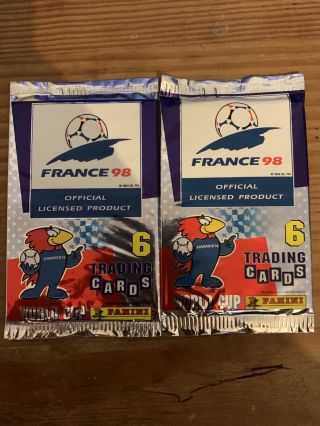 2 X Packs 1998 Panini France 98 World Cup Soccer Trading Cards