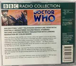 Doctor Who THE MACRA TERROR CD Two Discs Audio BBC PATRICK TROUGHTON Colin Baker 2