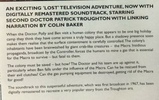 Doctor Who THE MACRA TERROR CD Two Discs Audio BBC PATRICK TROUGHTON Colin Baker 3