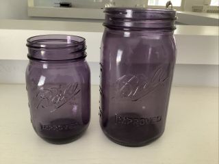 2 Purple Ball Mason Jars American Heritage Jars Pint Quart 1913 - 1915