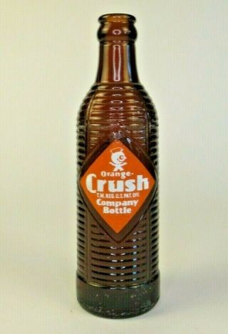 Vintage 7 Oz Orange Crush Ribbed Amber Brown Company Bottle Duraglas G 1003