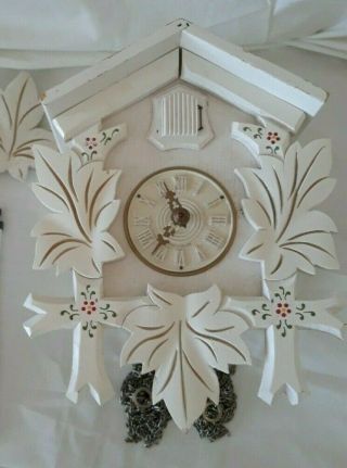 Vintage Black Forest Cuckoo Clock/ Made In West Germany.  White