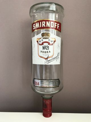 Smirnoff Vodka 1.  5 Litre Optic Empty Bottle With Upside Down Label Home Bar Pub