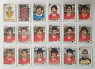Panini World Cup Mexico 86 Complete Set Belgium Team Stickers 1986
