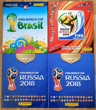 4x Panini World Cup Sticker Albums (empty) - 2010,  2014 & 2018