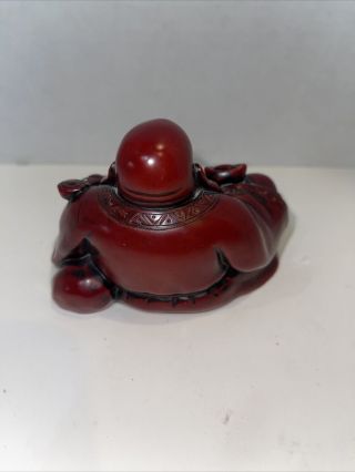 Miniature Red Resin Buddha Laughing Figurine 2.  5 tall Manda Product 2