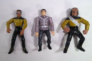 1992 Playmates Toy Star Trek Action Figures Spock Lt.  Geordi La Forge Worf Loose