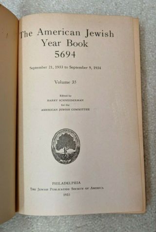 American Jewish Year Book Vol 35 1933 - 1934