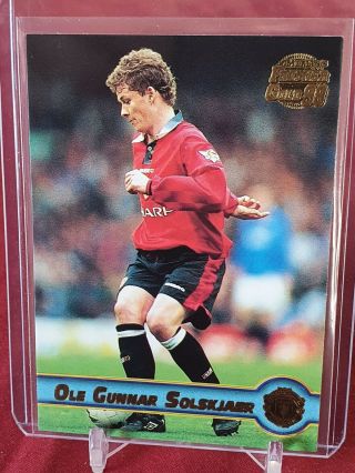 Ole Gunnar Solskjaer Manchester United Premier League Gold Card 1998 Merlin Card