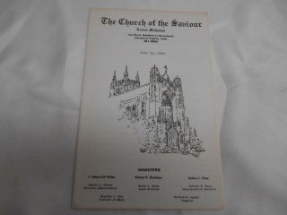 Old Vtg 1984 Church Of The Saviour United Methodist Program Cleveland Heights Oh