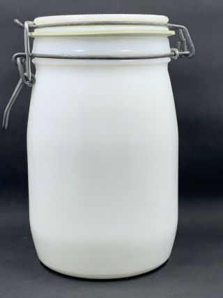 Vintage Westinghouse? 1l Milk Glass Storage Jar Canister With Lid