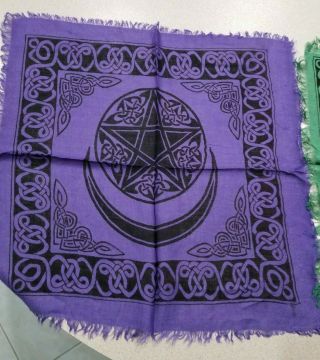 Purple Pentacle Altar Cloth Tapestry Or Table Cloth 18in X 18in