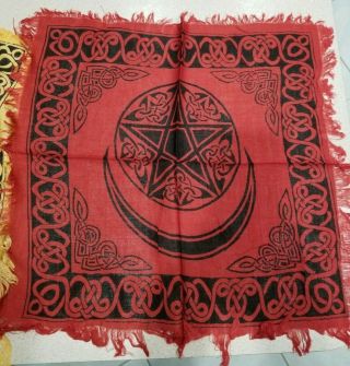 Red Pentacle Altar Cloth Tapestry Or Table Cloth 18in X 18in