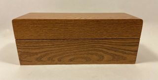 Solid Oak Double Index Card File Box - Recipe Card Holder - Desk Top - Library 2
