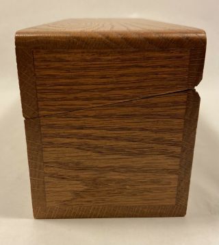Solid Oak Double Index Card File Box - Recipe Card Holder - Desk Top - Library 3