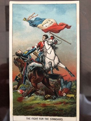 1880s Ayers Pills Medicine Advertising Card Showing Napoleanic Cavalrymen