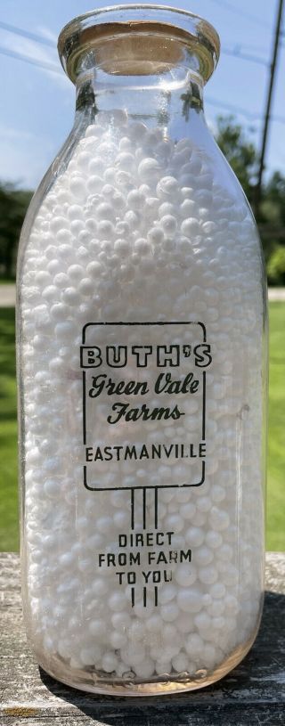 Butch’s Green Vale Farms - Eastmanville Michigan Square Green Pyro Milk Bottle
