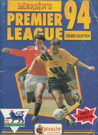 Merlin Official Premier League 94 Sticker Album 100 Complete Football 1st Ed
