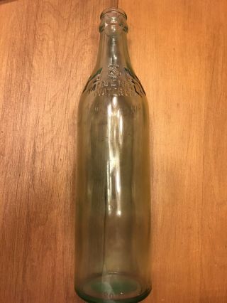 Vintage H & H Mineral Water Co.  Clinton,  In.  Green Bottle 10 " Tall