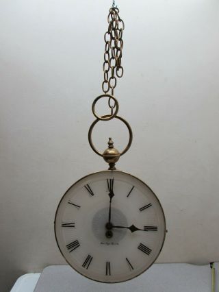 Vintage Hanging Wall Clock Wind Up German Rensie Watch Henri Lagin Fils Et Cie