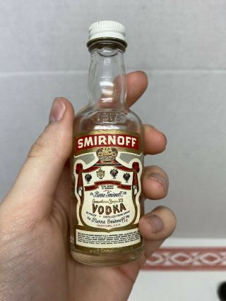 Vintage Mini Smirnoff Vodka 1/10 Pint Glass Bottle