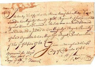 1766,  Land Grant,  28th Regiment Of Foot,  British General Henry Johnson Signed