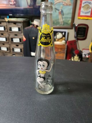 Vintage 1940s Applied Label Soda Bottle Betty Boop Holly Beverages