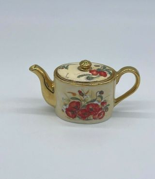 Ayshford Miniature Poppies Teapot Fine Bone China Made In Staffordshire England