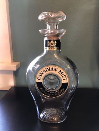 Vintage Canadian Mist Whiskey Decanter,  4/5 Quart,  Liquor Bottle Glass