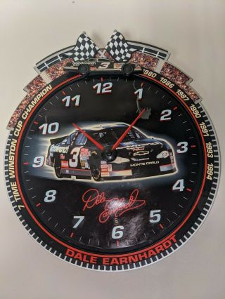 3 Dale Earnhardt Race Car Wall Clock W/ Real Racing Sounds & Race Car
