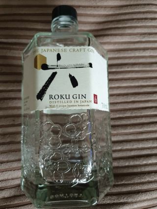 Empty 700ml Roku Gin Bottle Upcycling Upcycle Craft Display Center Piece Table