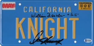 William Daniels David Hasselhoff " Knight Rider " Autograph License Plate Bas