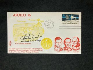 Signed Apollo 16 First Day Of Issue Cover Envelope Stamp,  Charlie Duke