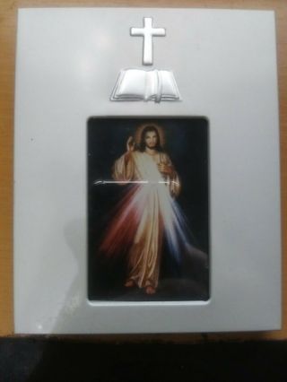 Divine Mercy Frame Catholic Devotional Image Our Lord Jesus Christ W/cross Bible