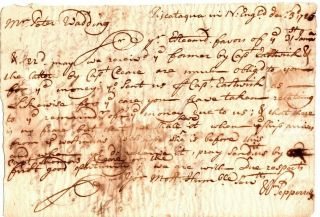 1727,  Sir William Pepperell,  Letter Written And Signed,  Shipment From W.  Indies
