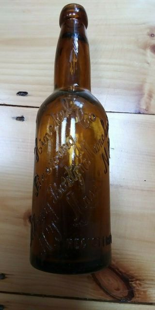 Pre - Pro Hinckel Brewing Co.  Scripted Embossed Beer Bottle.  Honey Amber