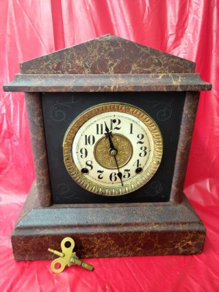 American Adamantine Style Victorian Mantle Clock Circa 1895