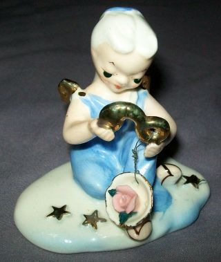 Vintage Napco Libra Your Lucky Star Guardian Angel Statue 1950 