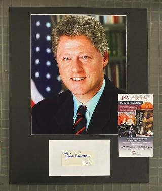 President Bill Clinton Signed Cut Autograph Matted 11x14 Jsa 1