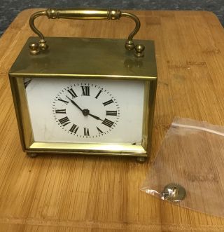 Vintage Antique Solid Brass Carriage Clock Spares Or Repairs One Piece Case