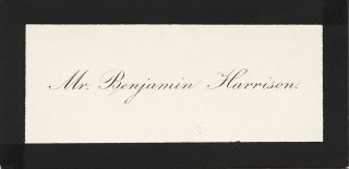 President Benjamin Harrison Signed Calling Card Autographed Cut Signature JSA 2