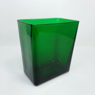 Vintage Napco Planter Vase Emerald Green Glass Rectangular 1166 Cleveland Oh Usa