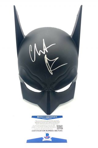Christian Bale Signed Autograph Batman Dark Knight Rises Mask Beckett Bas