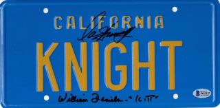 William Daniels David Hasselhoff " Knight Rider " Signed License Plate Beckett