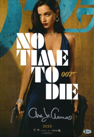 Ana De Armas No Time To Die Signed 12x18 Photo Autograph Beckett Bas 23