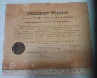 1920 President Woodrow Wilson Signed Postmaster Appointment Deckerville Michigan