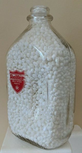 Vintage Reiter All Star Dairy Half Gallon Milk Bottle Akron Ohio Oh Red Pyro