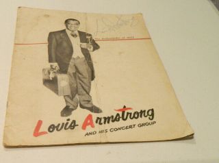 Louis Louie Armstrong Signed Autographed Concert Program World Wide Tour Satchmo